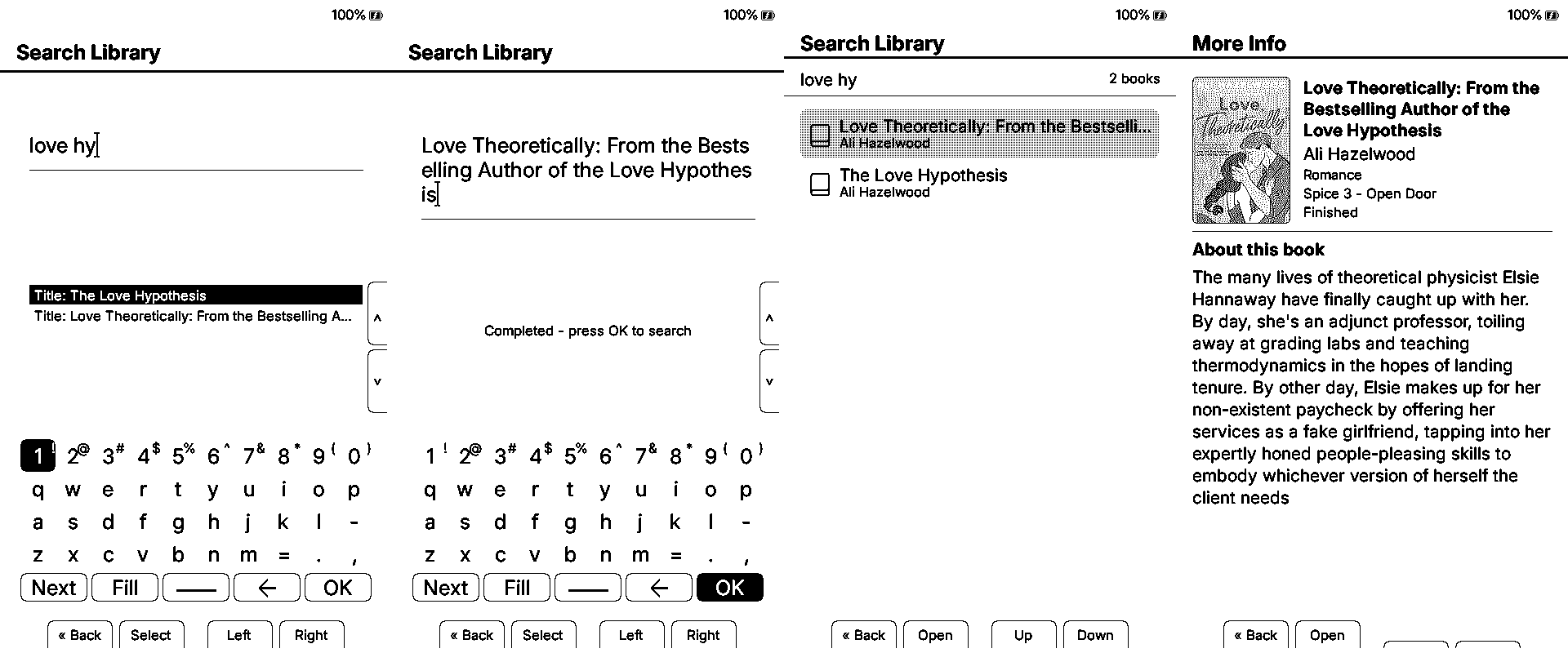Autocomplete search, ranked results, and matching book information