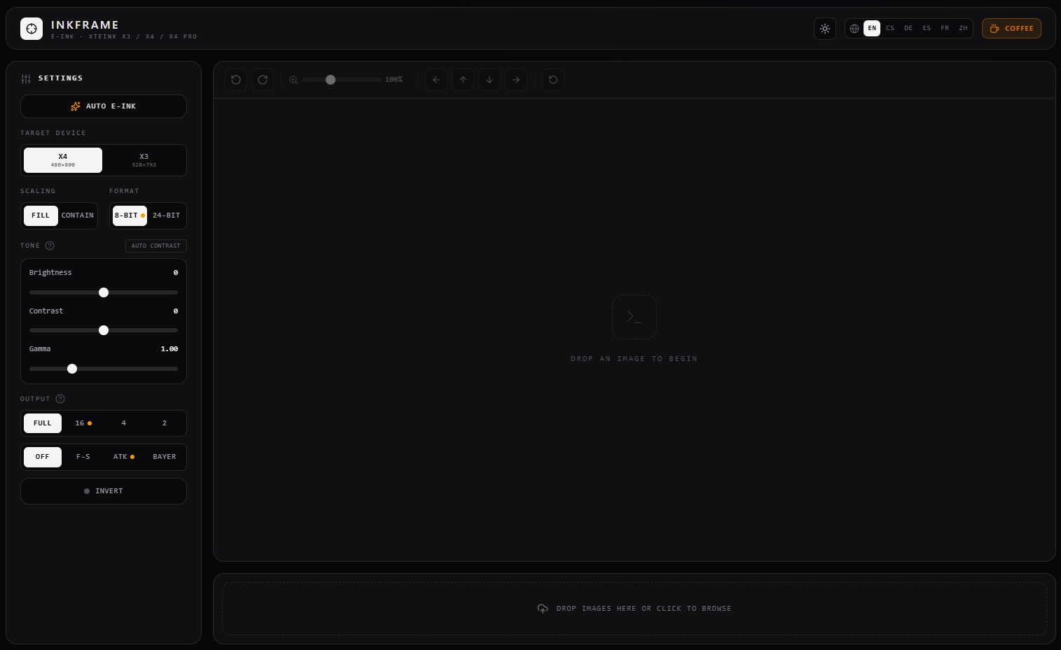 ⭐ InkFrame — a free browser tool to convert & optimize wallpapers for the Xteink X3 / X4 / X4 Pro