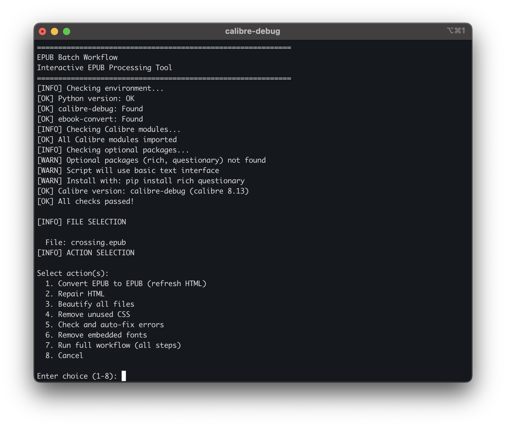EPUB batch workflow (no more ugly ePub)