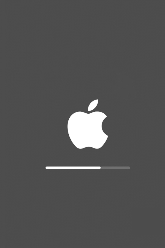 Apple logo loading in black background