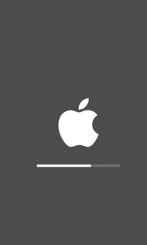 Apple logo loading in black background