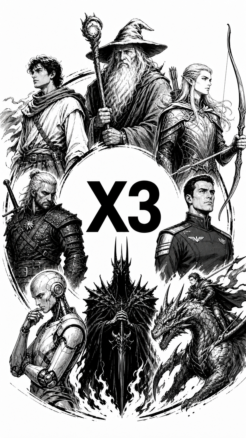 X3 Fantasy/Sci Fi Book characters