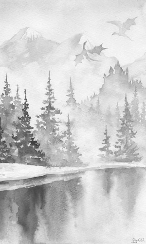 Dragons flying above a forest