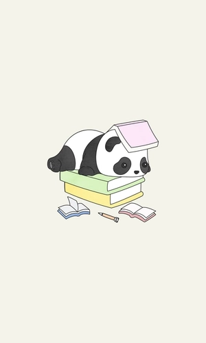 Lazy Panda with Books