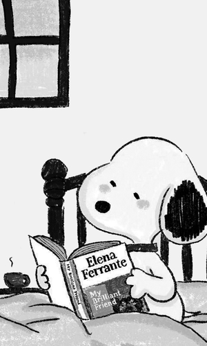 Snoopy Reading Elena Ferrante