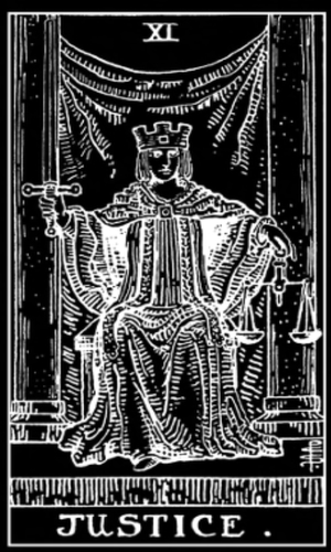 XI Justice Tarot Card Invert