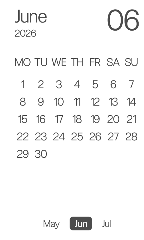 Calendar | June 2026 | minimalistic