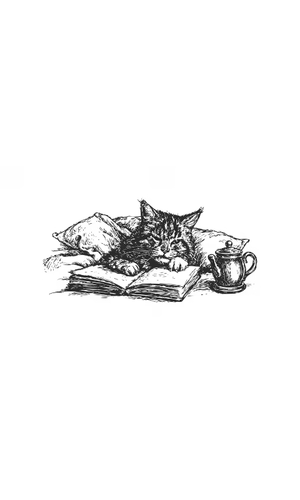 Tired Cat Reading