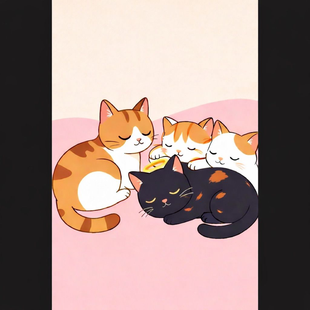 4 sleeping cats