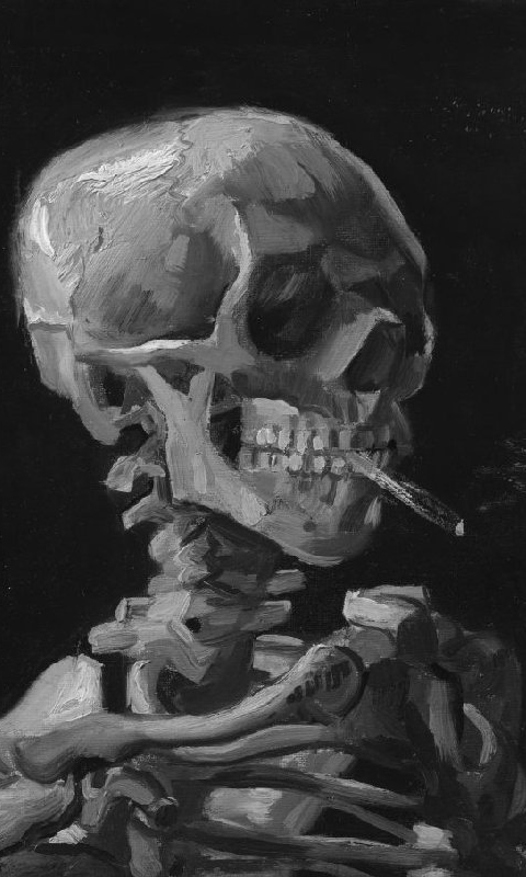 Van Gogh Head of Skeleton with a Burning Cigarette