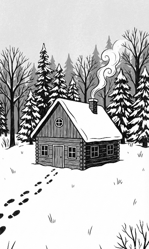 Cabin in the snow