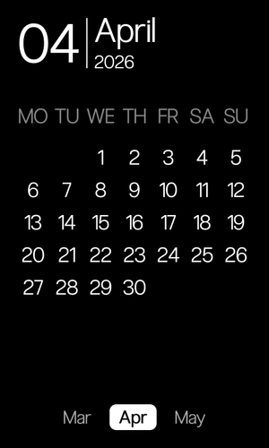 Calendar | April 2026 | minimalistic-dark