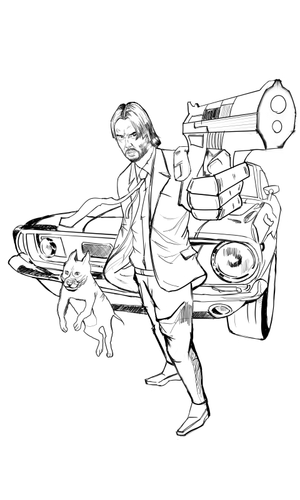 John Wick with car