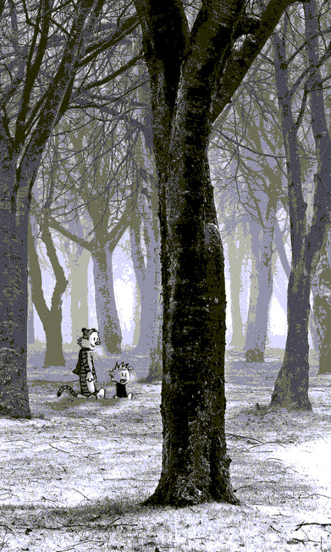 Calvin & Hobbes in the woods